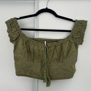 Free People Embroidered Crop Top